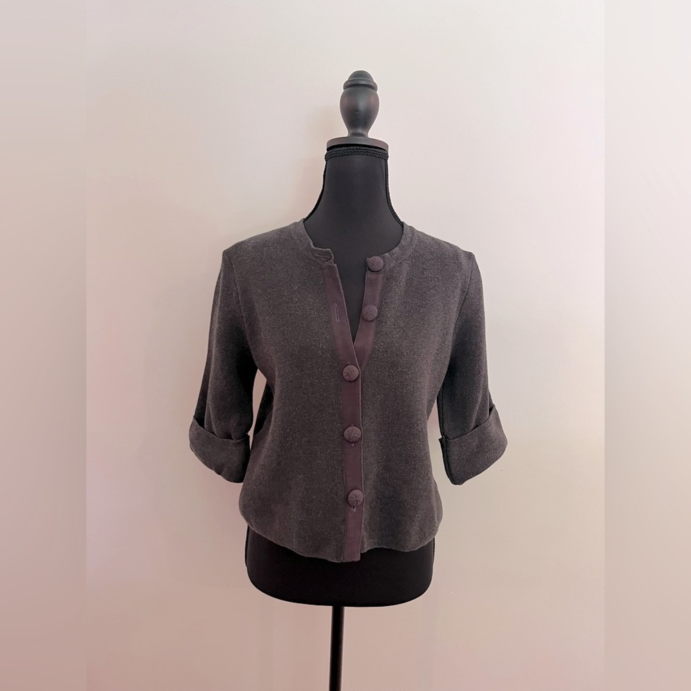 EVIE Dark Grey Knit 3/4 Sleeve Cardigan